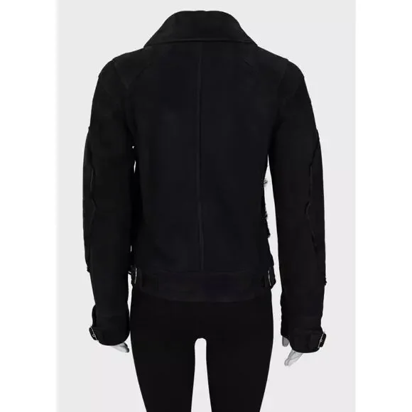 Christian Dior Black Genuine Leather Shearling Jacket sz.36 FR - Picture 3 of 6